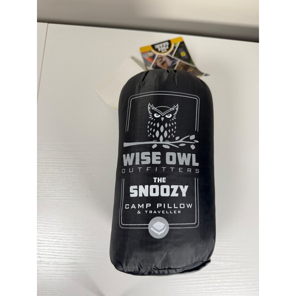 Wise Owl Outfitters The Snoozy Camp Pillow Traveler Black Compressible Foam NEW